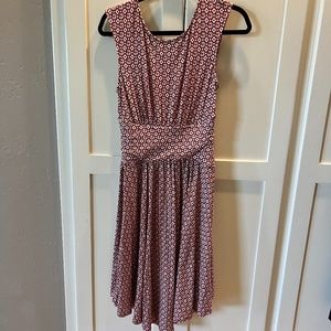 Moulinette Soeurs (from Anthropologie) Brick Red & Cream, Sleeveless Dress,S